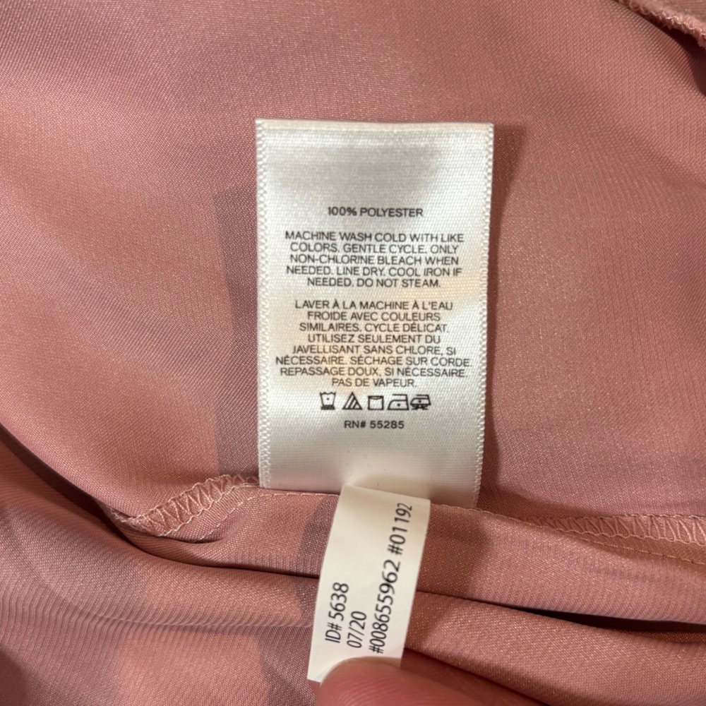 Express Pink Satin V-Neck Blouse - Picture 5 of 6